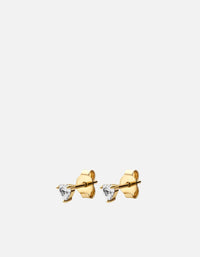 Miansai Earrings Mini Adora Heart Studs, Gold Vermeil/Sapphire White / Pair