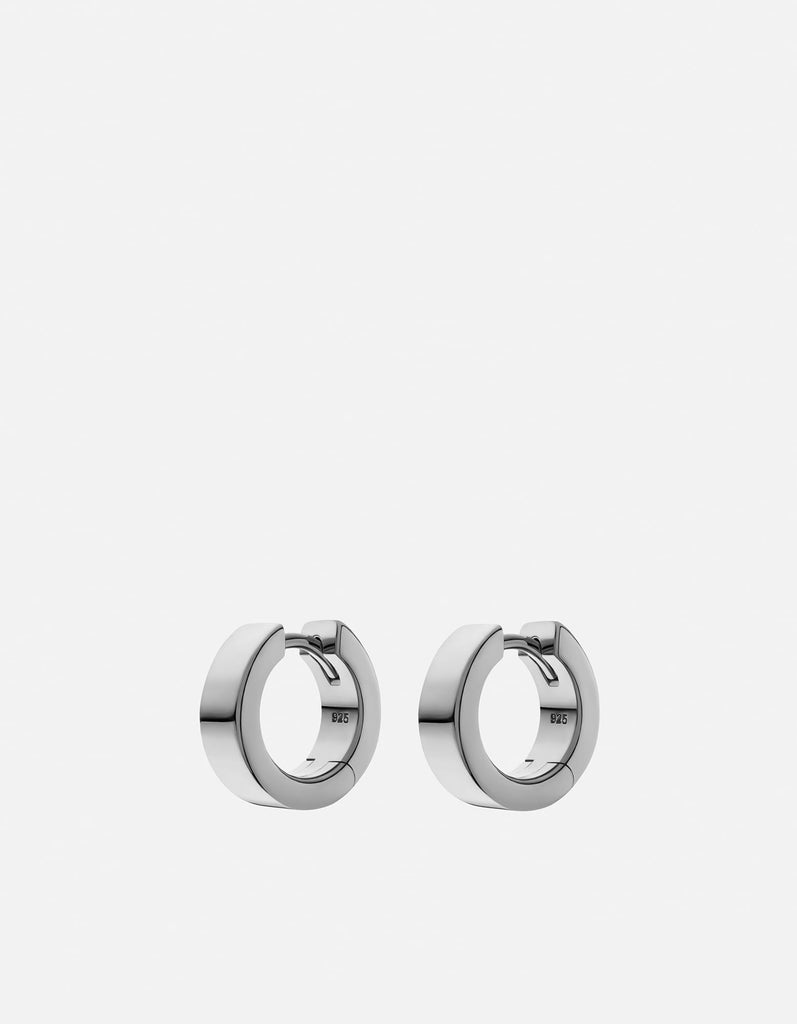 Miansai Earrings 4mm Huggie Earrings, Sterling Silver Polished Silver / Pair