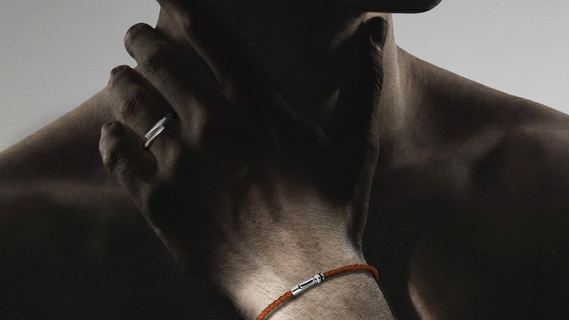 Man wearing bracelet and ring.