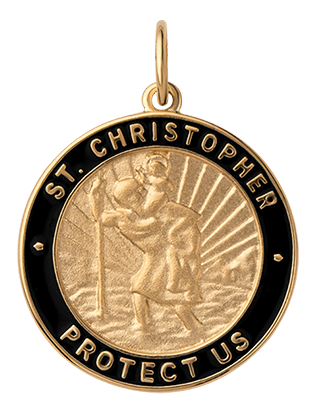 Miansai Pendants Saint Christopher Surf Pendant w/Enamel, Gold Vermeil Black