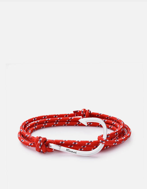 Miansai Hooks/Anchors Hook Rope, Silver Crimson / Stainless Silver / Monogram: No