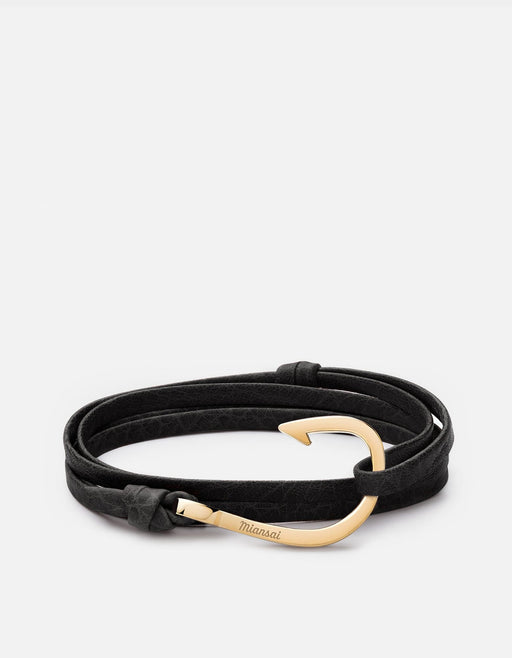Miansai Hooks/Anchors Hook Leather, Gold Asphalt / Gold Plated / Monogram: No