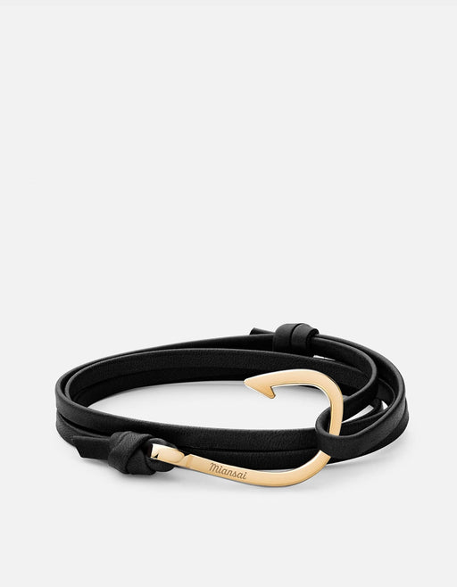 Hook on Leather Bracelet, Gold, Men's and Women's Bracelets