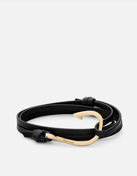 Hook on Leather Bracelet, Gold | Men's and Women's Bracelets | Miansai