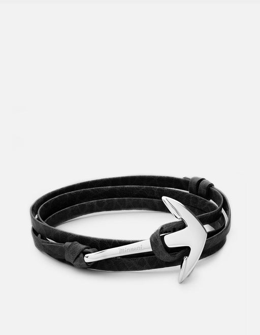 Miansai Hooks/Anchors Anchor Leather, Silver Asphalt / Stainless Steel / Monogram: No