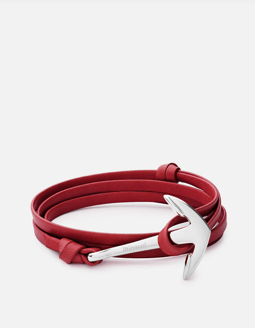 Miansai Hooks/Anchors Anchor Leather, Silver Red / Stainless Steel / Monogram: No