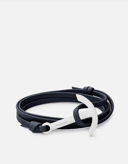 Miansai Hooks/Anchors Modern Anchor Leather, Silver Navy Blue / O/S