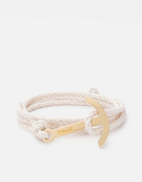 Miansai Hooks/Anchors Modern Anchor on Rope Bracelet, Brass Natural Cotton / O/S