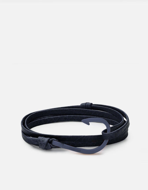 Miansai Bracelets Hook Leather, Navy Blue Dusk