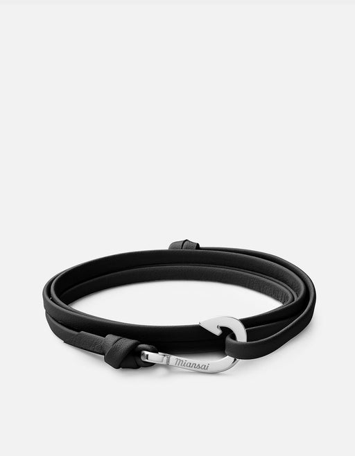 Miansai Hooks/Anchors Mini Hook Leather, Sterling Silver Black / O/S