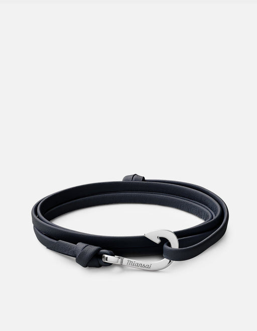 Miansai Hooks/Anchors Mini Hook Leather, Sterling Silver Navy Blue / O/S