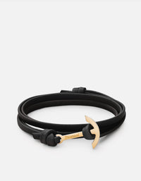 Miansai Hooks/Anchors Mini Modern Anchor Leather, Gold Black / O/S