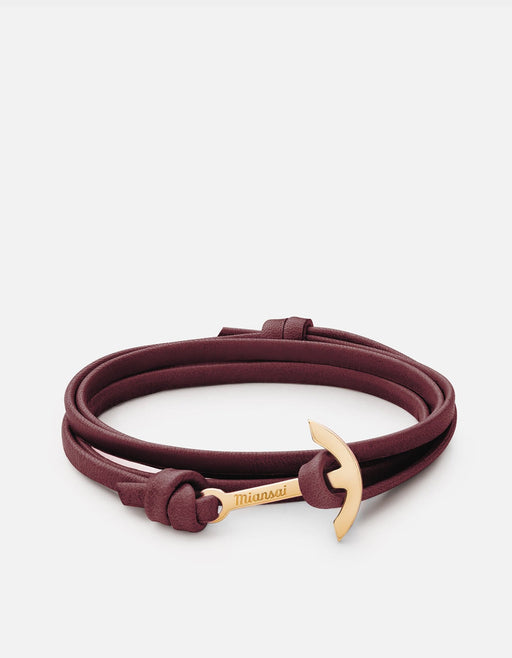 Miansai Hooks/Anchors Mini Modern Anchor Leather, Gold Oxblood / O/S
