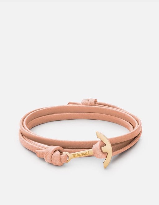 Miansai Hooks/Anchors Mini Modern Anchor Leather, Gold Salmon / O/S