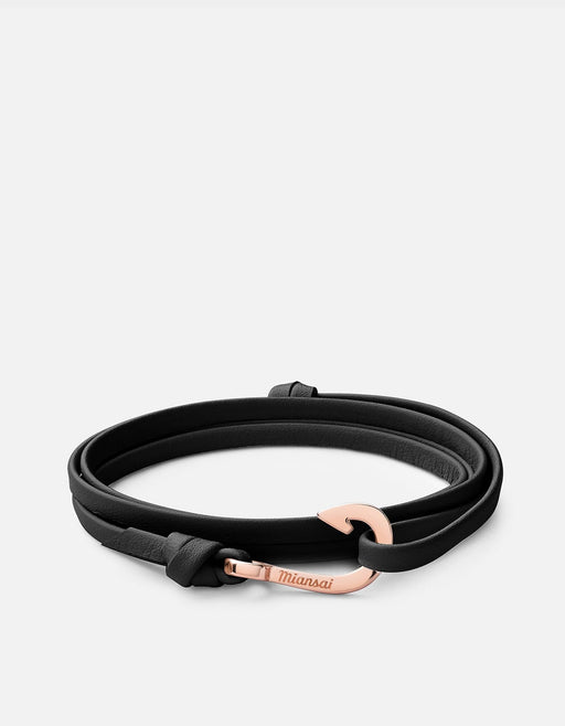 Miansai Hooks/Anchors Mini Hook Leather, Rose Black / Rose Plated / O/S