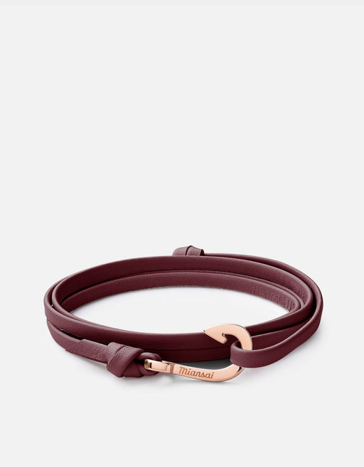 Miansai Hooks/Anchors Mini Hook Leather, Rose Oxblood / Rose Plated / O/S
