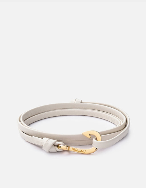 Miansai Hooks/Anchors Mini Hook Leather, Gold Creme / Gold Plated / O/S