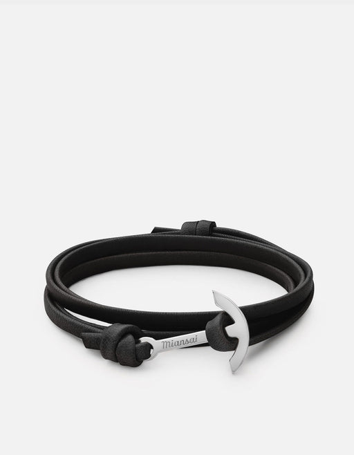Miansai Hooks/Anchors Mini Modern Anchor Leather, Sterling Silver Black / O/S