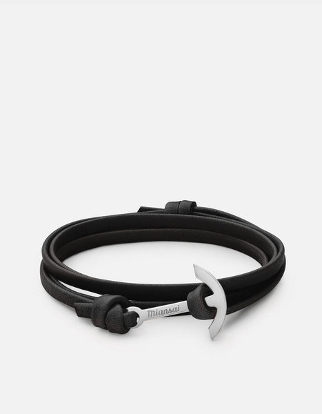 Mini Modern Anchor on Leather, Silver | Women's Bracelets | Miansai