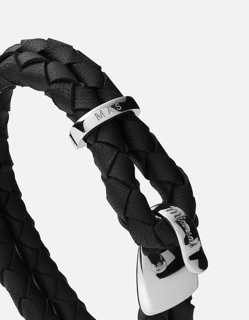 Miansai Bracelets Beacon Leather, Sterling Silver Black / M / Monogram: Yes