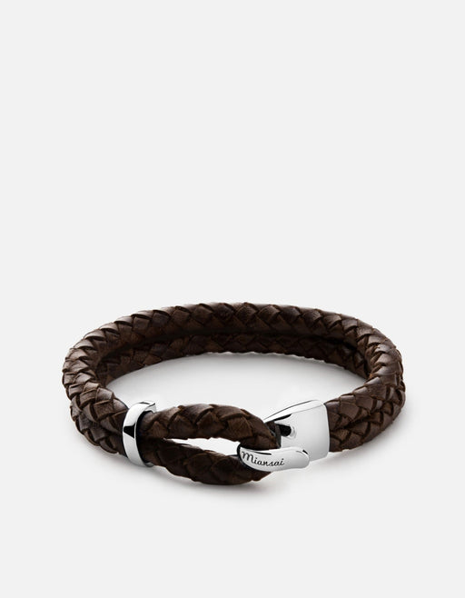 Miansai Bracelets Beacon Leather, Sterling Silver Brown / M / Monogram: No