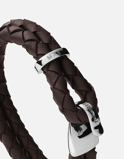Miansai Bracelets Beacon Leather, Sterling Silver Brown / M / Monogram: Yes