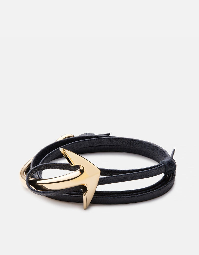 Miansai Bracelets Anchor Half-Cuff Leather, Gold Dusk