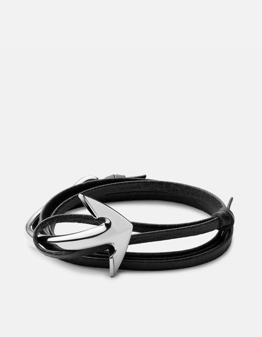 Miansai Bracelets Anchor Half-Cuff Leather, Silver Asphalt / O/S