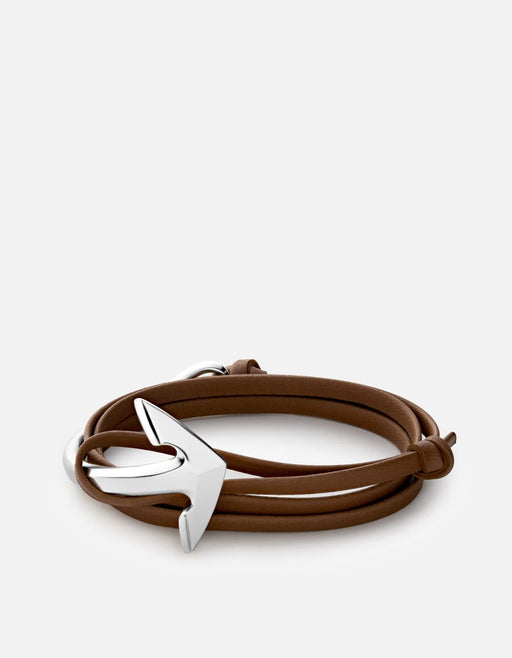 Miansai Bracelets Anchor Half-Cuff Leather, Silver Brown / O/S