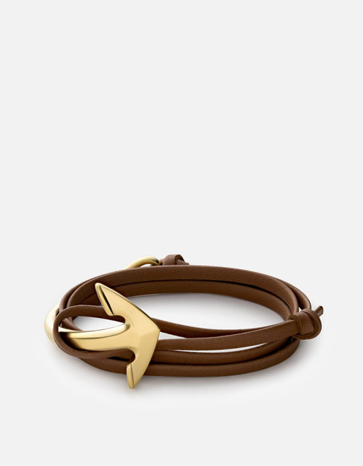 Miansai Bracelets Anchor Half-Cuff Leather, Matte Gold Brown / O/S