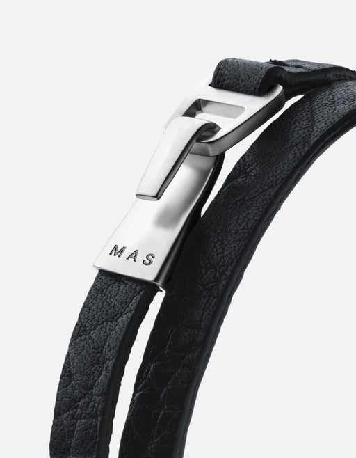 Miansai Bracelets Moore Wrap, Sterling Silver Asphalt / M / Monogram: Yes