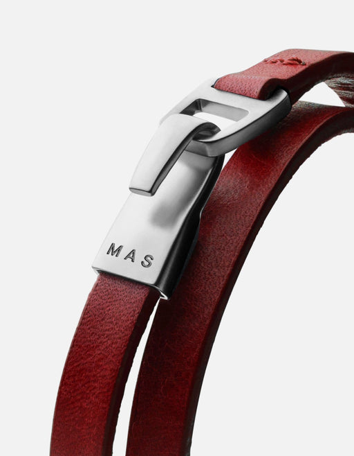 Miansai Bracelets Moore Wrap, Sterling Silver Red / M / Monogram: Yes