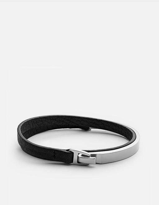 Miansai Bracelets Moore Half Cuff Leather, Sterling Silver Asphalt / M