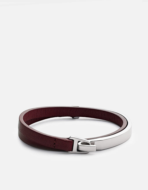 Miansai Bracelets Moore Half Cuff Leather, Sterling Silver Burgundy / M