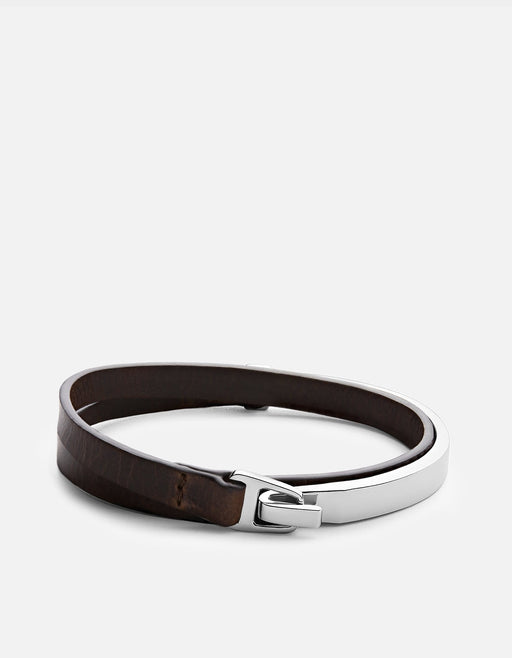 Miansai Bracelets Moore Half Cuff Leather, Sterling Silver Cafecito / M