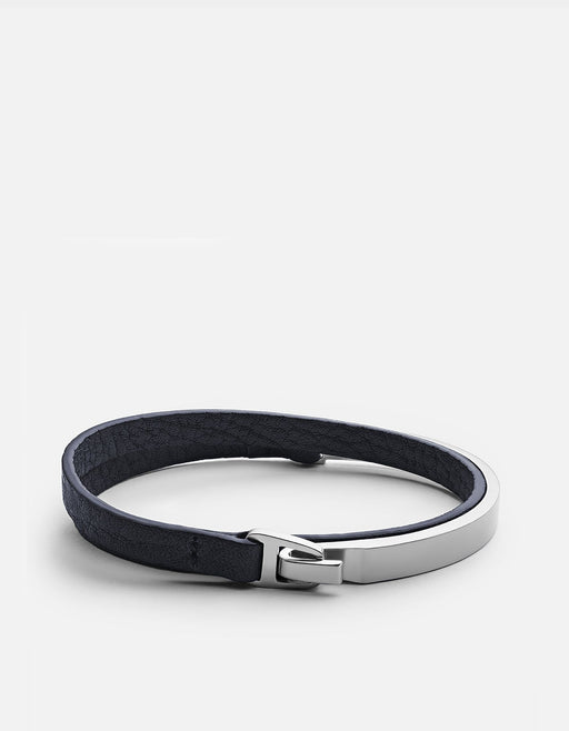 Miansai Bracelets Moore Half Cuff Leather, Sterling Silver Dusk / M