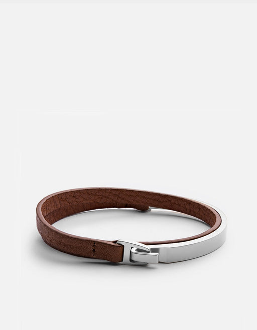 Miansai Bracelets Moore Half Cuff Leather, Sterling Silver Sahara / M
