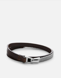 Miansai Bracelets Moore Half Mesh Leather, Sterling Silver Cafecito / M