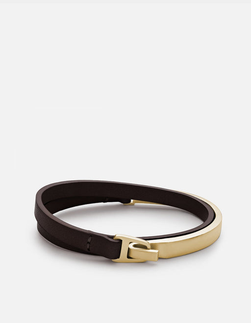 Miansai Bracelets Moore Half Cuff Leather, Matte Gold Brown / M