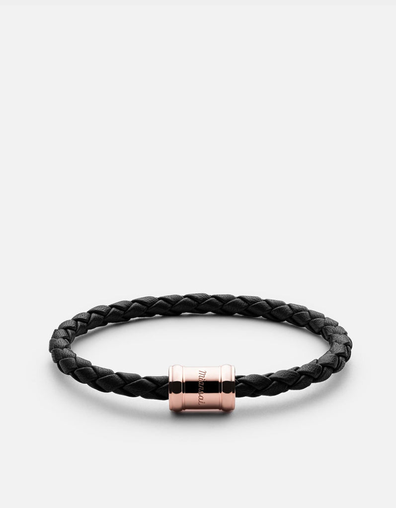 Miansai Bracelets Mini Single Leather Casing, Rose Black / S