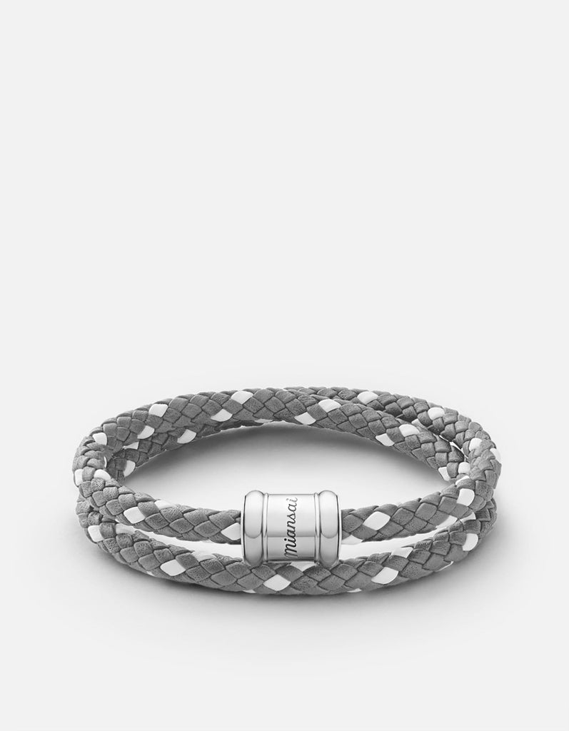 Miansai Bracelets Two-Tone Leather Casing Gray/White / M
