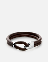Miansai Bracelets Beacon Leather Cord, Sterling Silver Cafecito / S