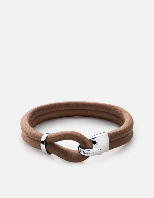 Miansai Bracelets Beacon Leather Cord, Sterling Silver Cane / S