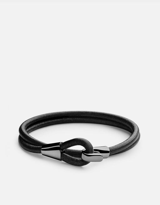Miansai Bracelets Mason Leather Wrap, Black Rhodium Black / S
