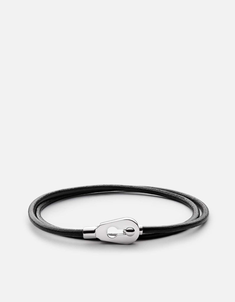 Miansai Bracelets Centra Leather Wrap Bracelet, Sterling Silver Black / S