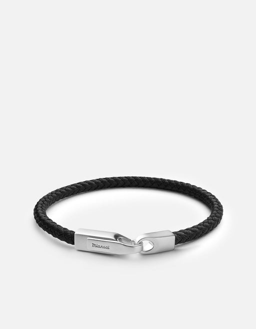 Miansai Bracelets Crew Rope Bracelet, Matte Silver Solid Black / M