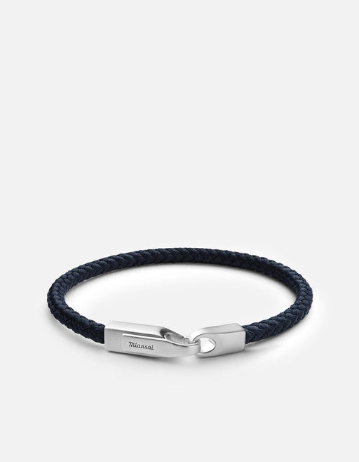 Miansai Bracelets Crew Rope Bracelet, Matte Silver Solid Navy / M