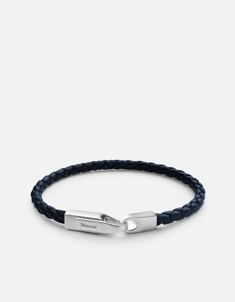 Miansai Bracelets Crew Leather Bracelet, Matte Silver/Navy Solid Navy / M