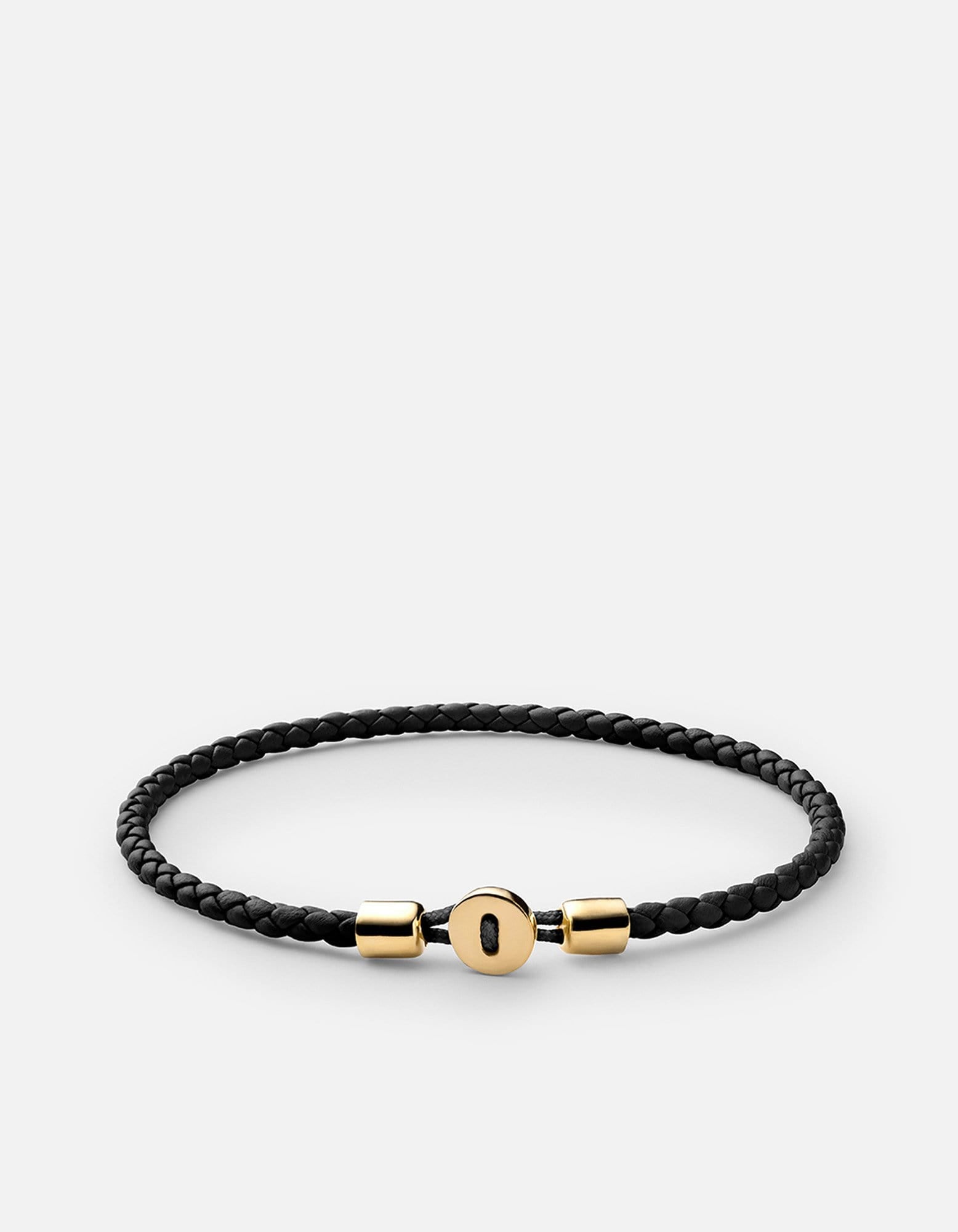 Matt black bracelet with rope effect in golden -