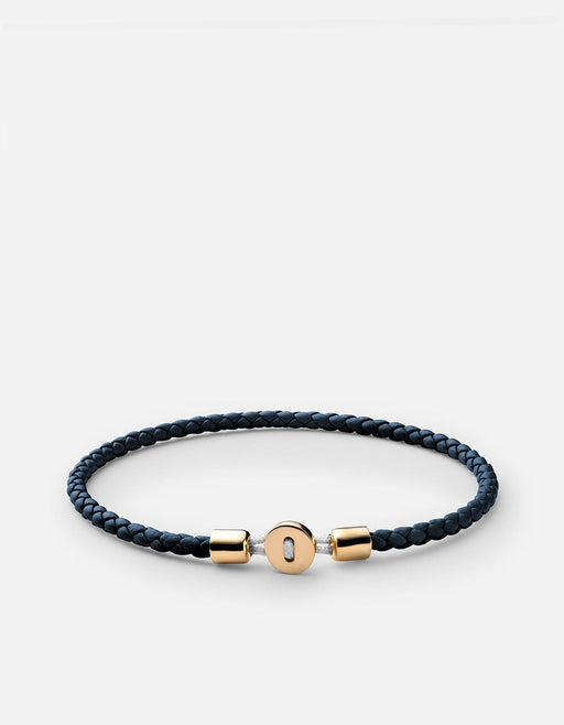 Miansai Bracelets Nexus Leather Bracelet, Gold Vermeil Light Navy / S